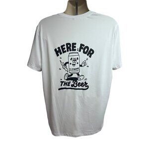 Mens White Black Double Graphic Novelty Funny T-Shirt XL Stretch Relaxed Unisex